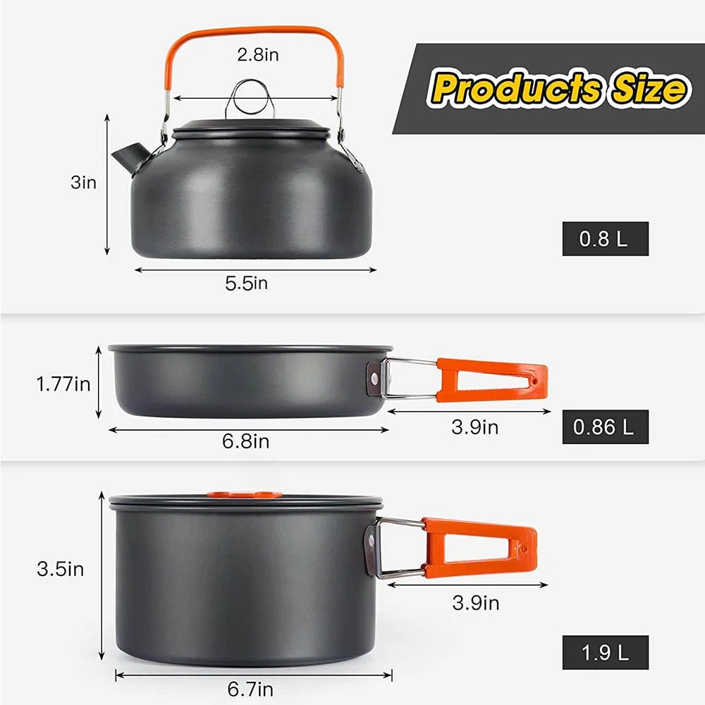 Nesting Camping Cooking Set - Kookset voor buiten kamperen, antiaanbakpan met