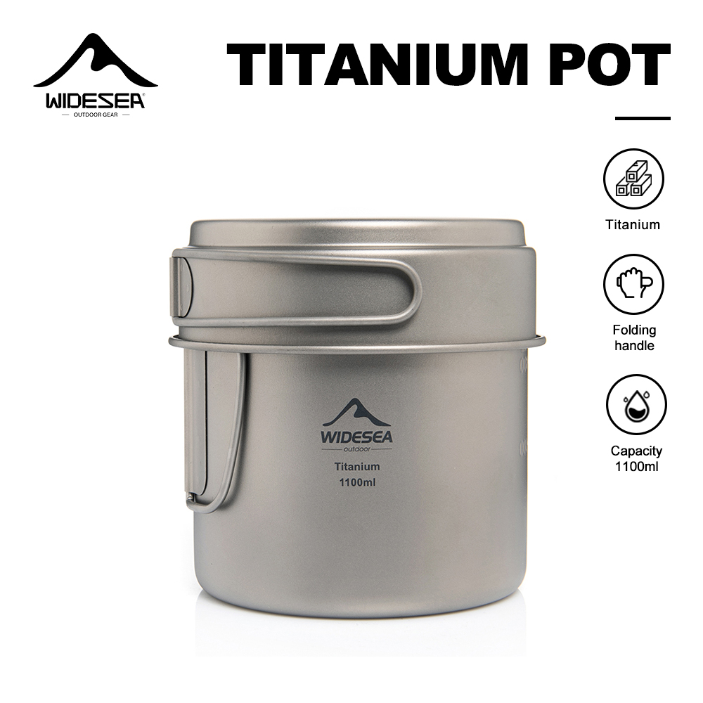 Camping Cooking Books - Widesea Ultralight Titanium Campingpot 1100ml Opvouwbaar