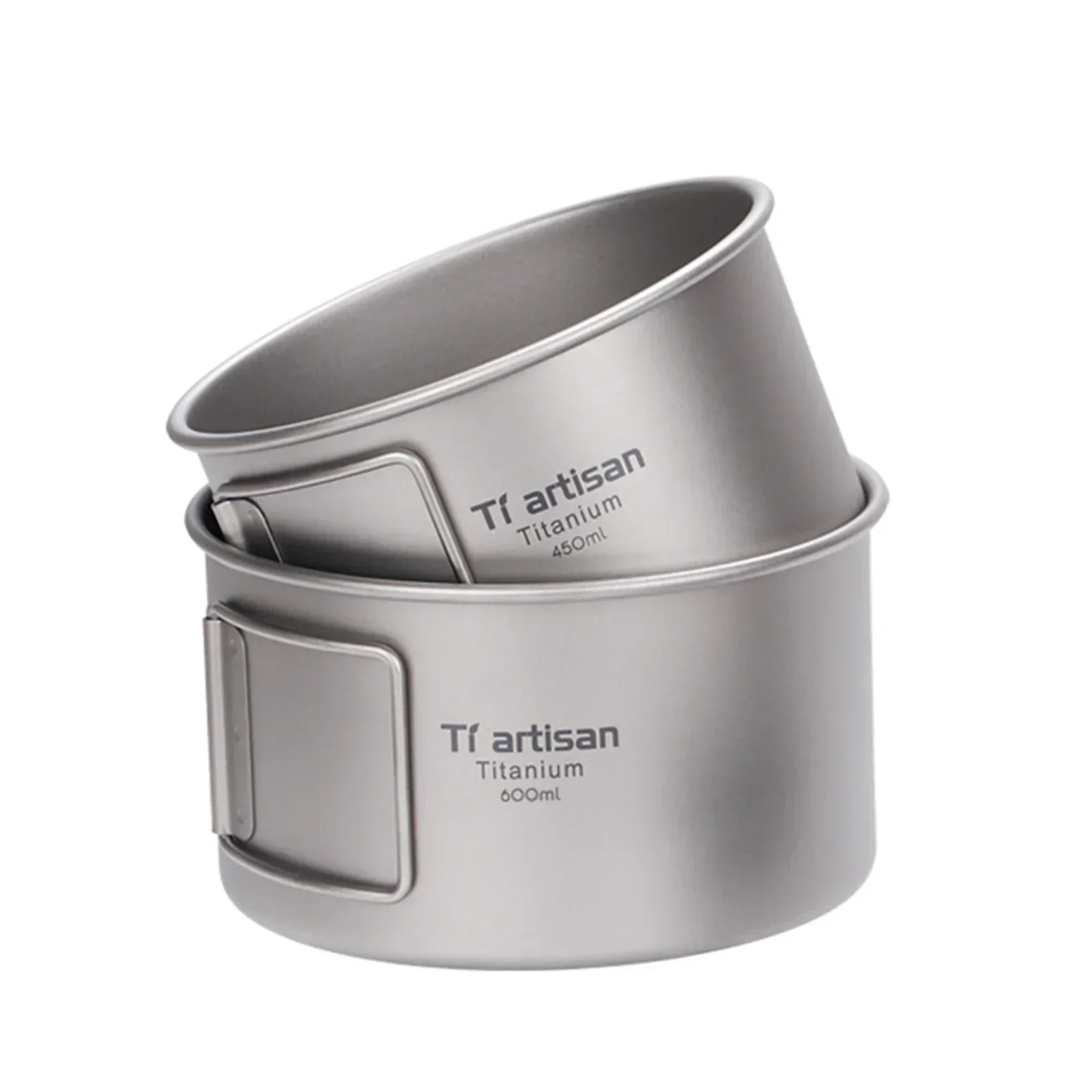 Camping Cooking Pot With Lid - Titanium kom met inklapbaar handvat Campingkom