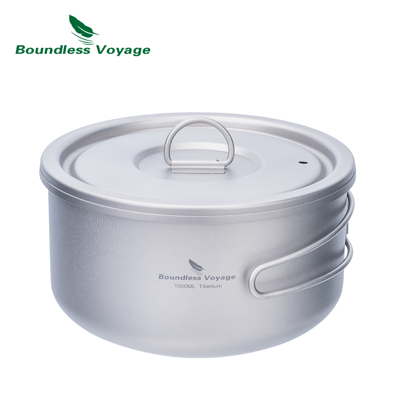 Camping Cooking Pot With Lid - Boundless Voyage Titanium Campingpot met Deksel