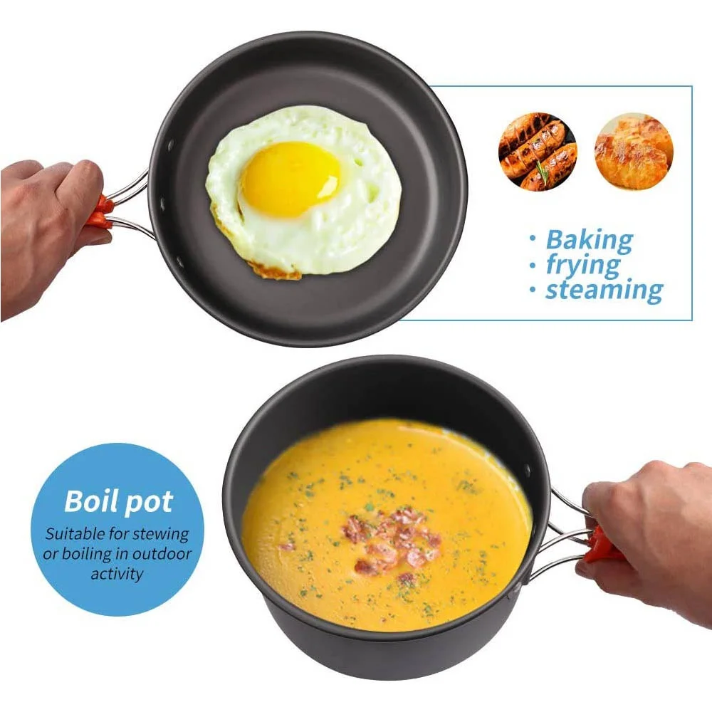 Kookset voor buiten kamperen,  - Nesting Camping Cooking Set recensie en prijs