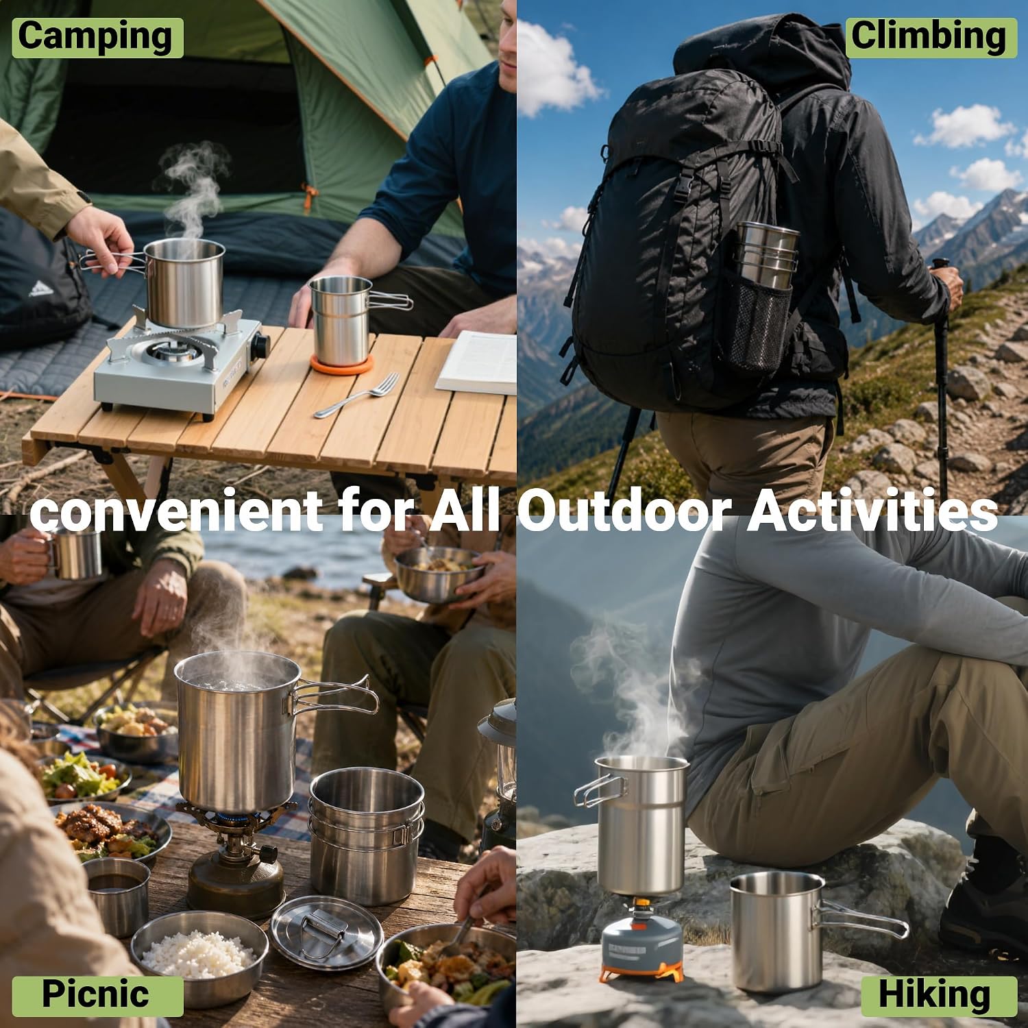 Opvouwbare campingbekers, camp - Camping Cooking Pot With Lid recensie en prijs