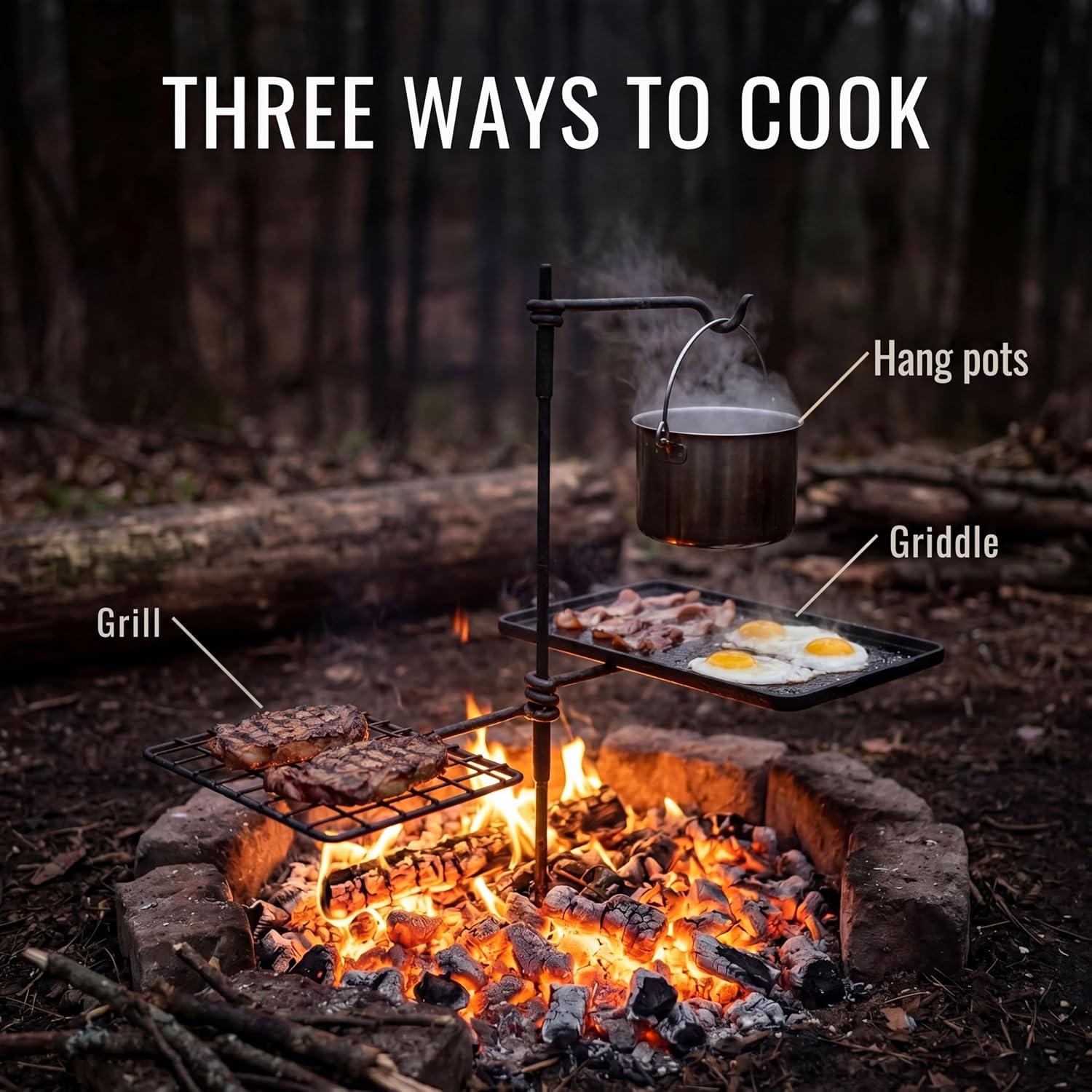Draaibare Grillset, Bushcraft  - Camping Cooking Over Fire recensie en prijs