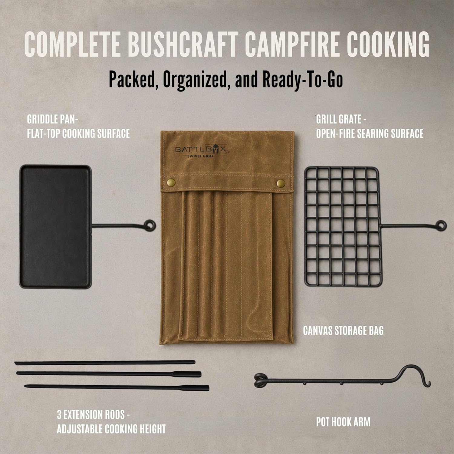 Draaibare Grillset, Bushcraft  - Camping Cooking Over Fire recensie en prijs
