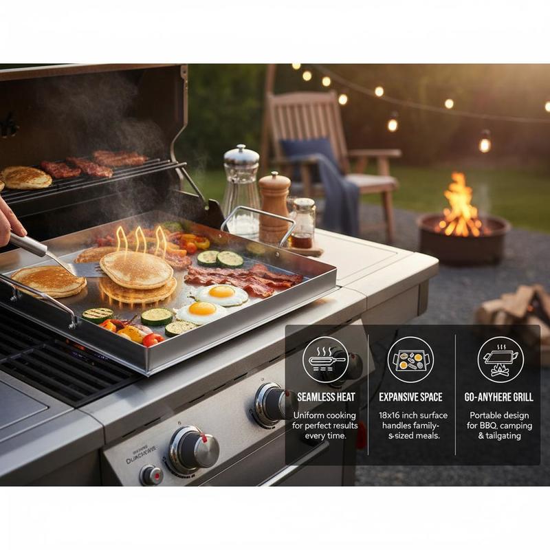 Universele platte bakplaat 18x - Camping Cooking Griddle recensie en prijs