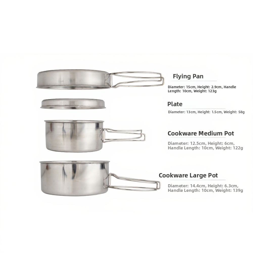 Outdoor kookset 4-delig roestv - Nesting Camping Cooking Set recensie en prijs