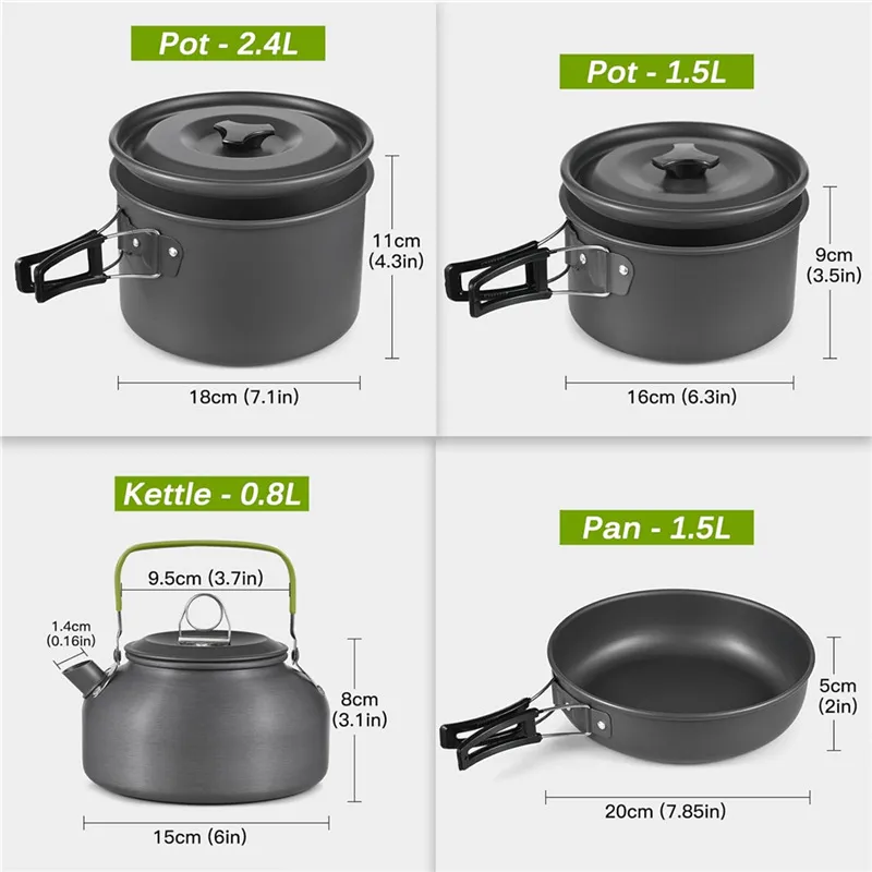 Draagbare campingkookset, in e - Nesting Camping Cooking Set recensie en prijs