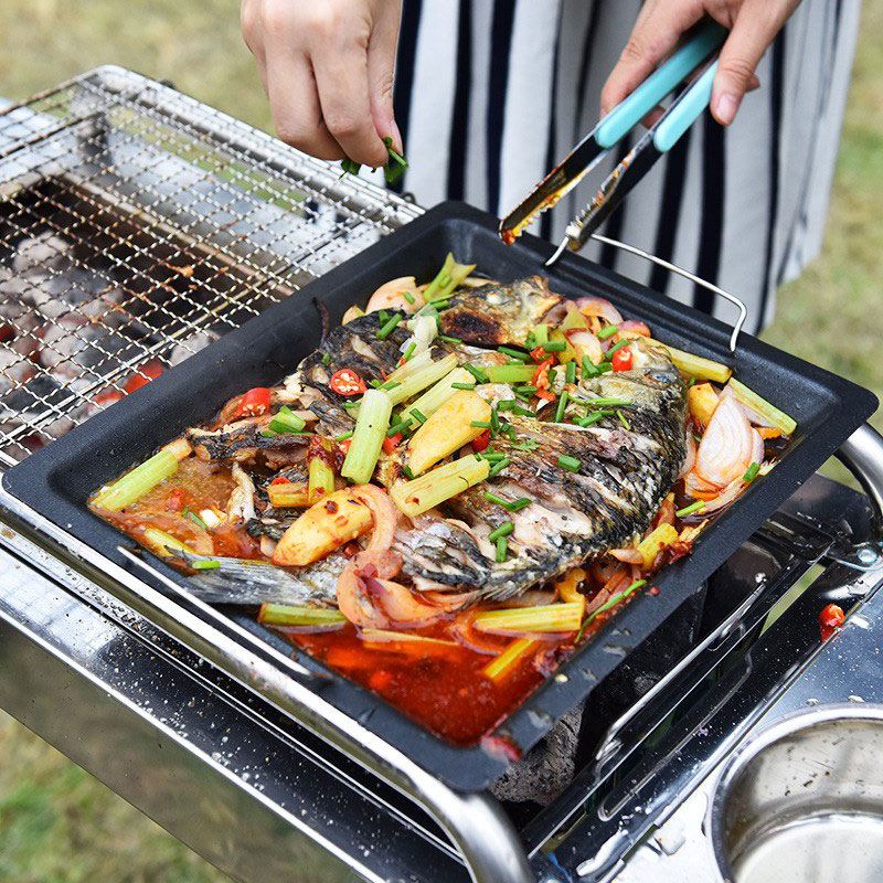 Buiten dikke vierkante grillpa - Camping Cooking Griddle recensie en prijs